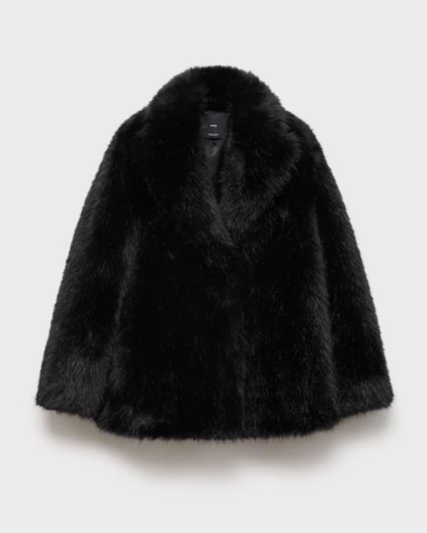 Mango Black Fur Coat - Image 3