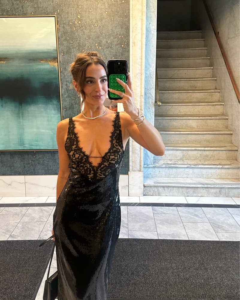 New Arrivals Black Sequin and Lace Gown - Image 1