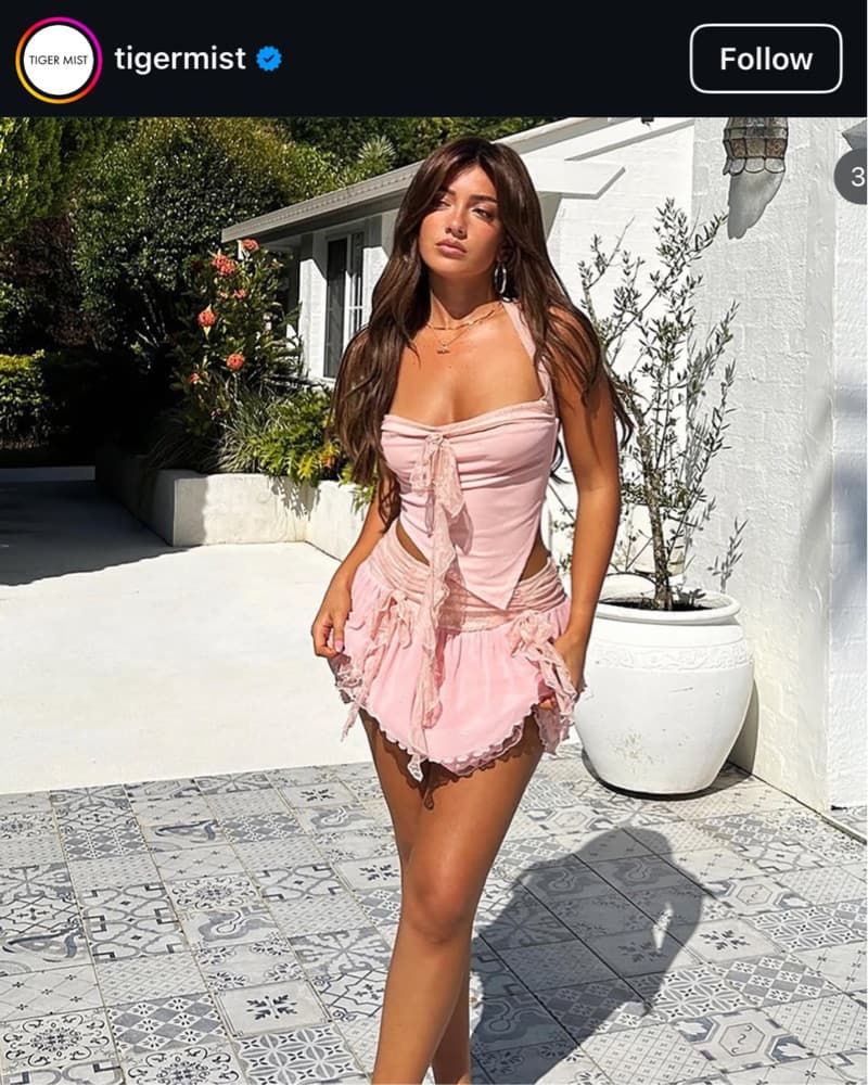 Romantic Ruffled Pink Two Piece Skirt Se - Image 3