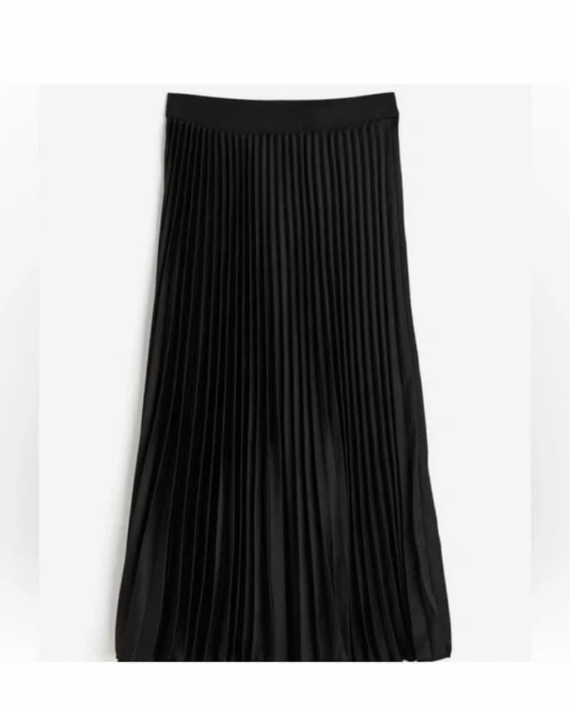 Black Pleated Midi Skirt - Image 1
