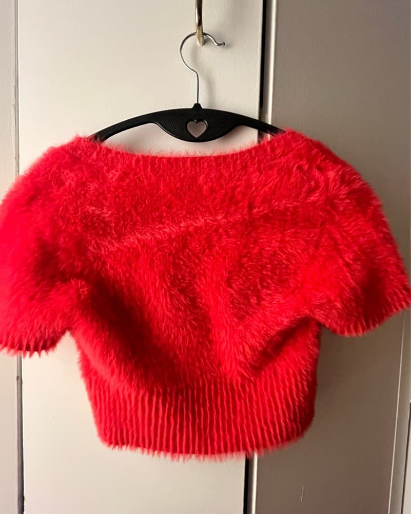 Red Furry Cardigan  - Image 3