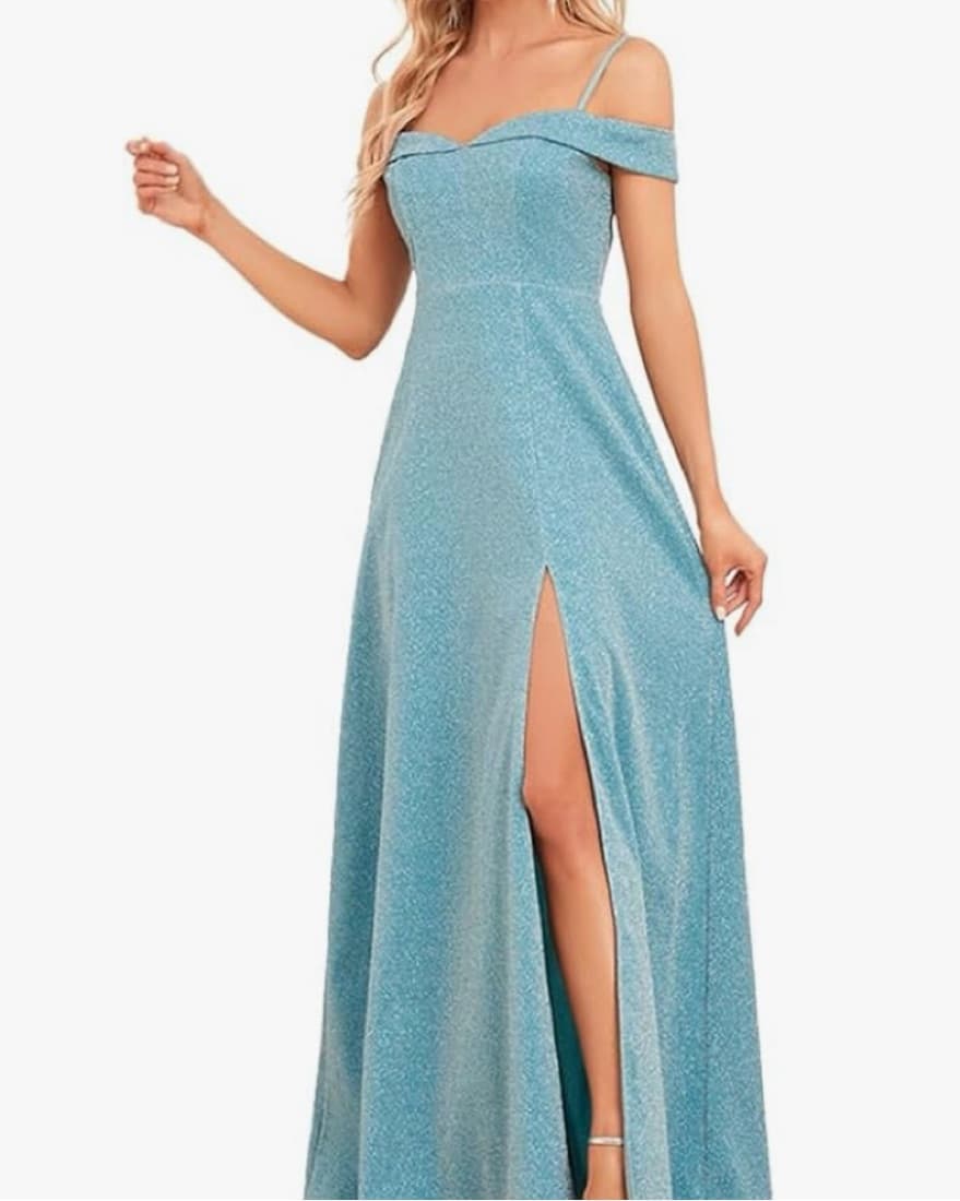 Gorgeous Glitter Bridesmaid Slit Dress - Image 1