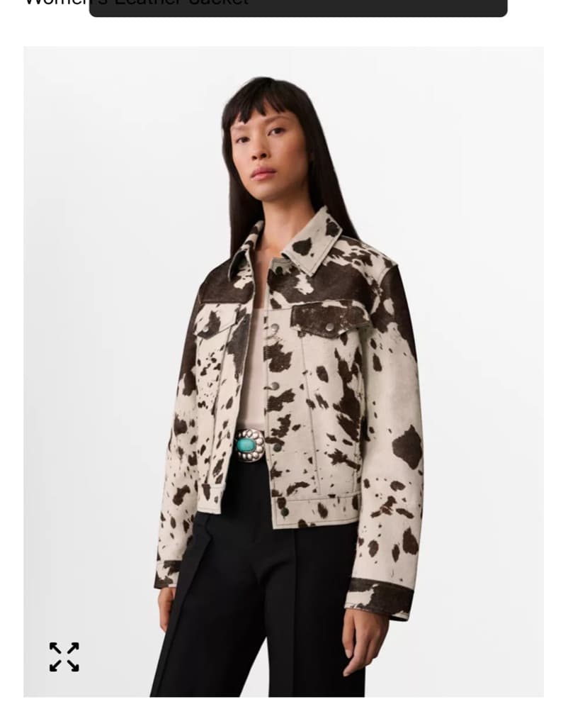 Mango Cow Print Leather Jacket - Image 2