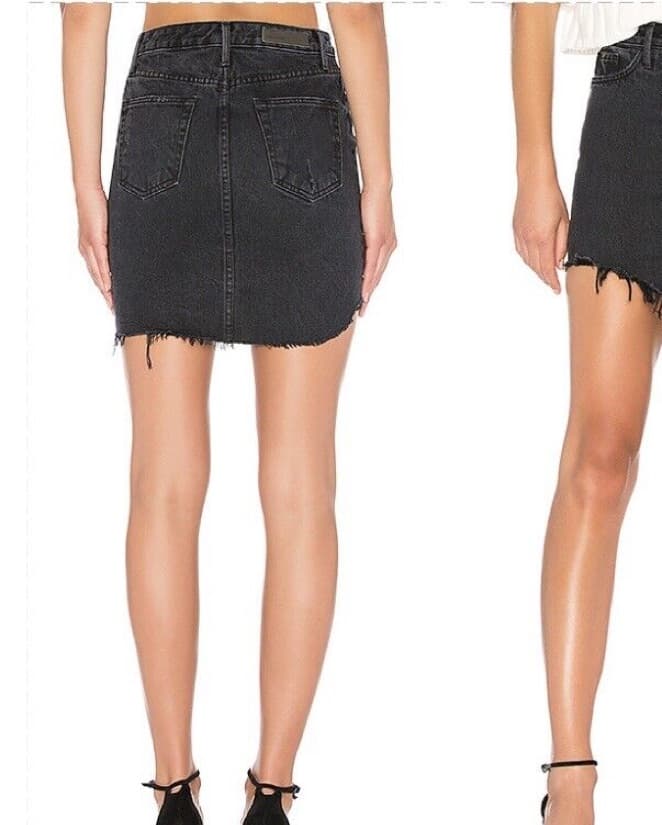 GRLFRND Black Denim Mini Skirt - Image 2