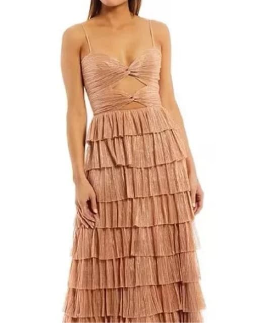 Gianni Bini Grace Metallic Plisse Dress - Image 1