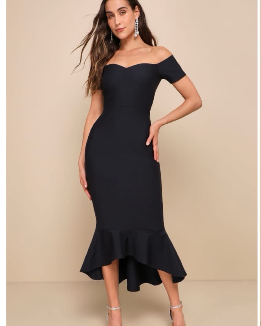 Lulus Off The Shoulder Midi Dress Sm - Image 1