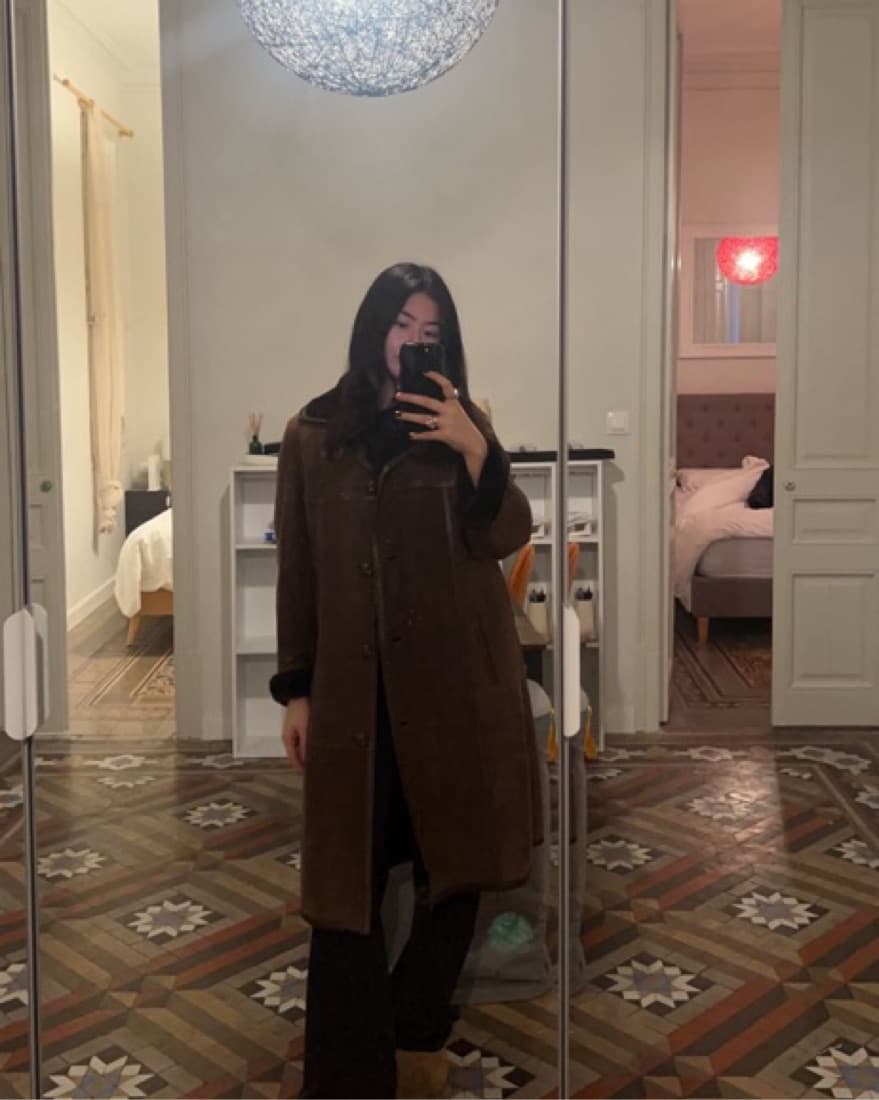 Vintage Suede Exterior Fur Interior Coat - Image 1