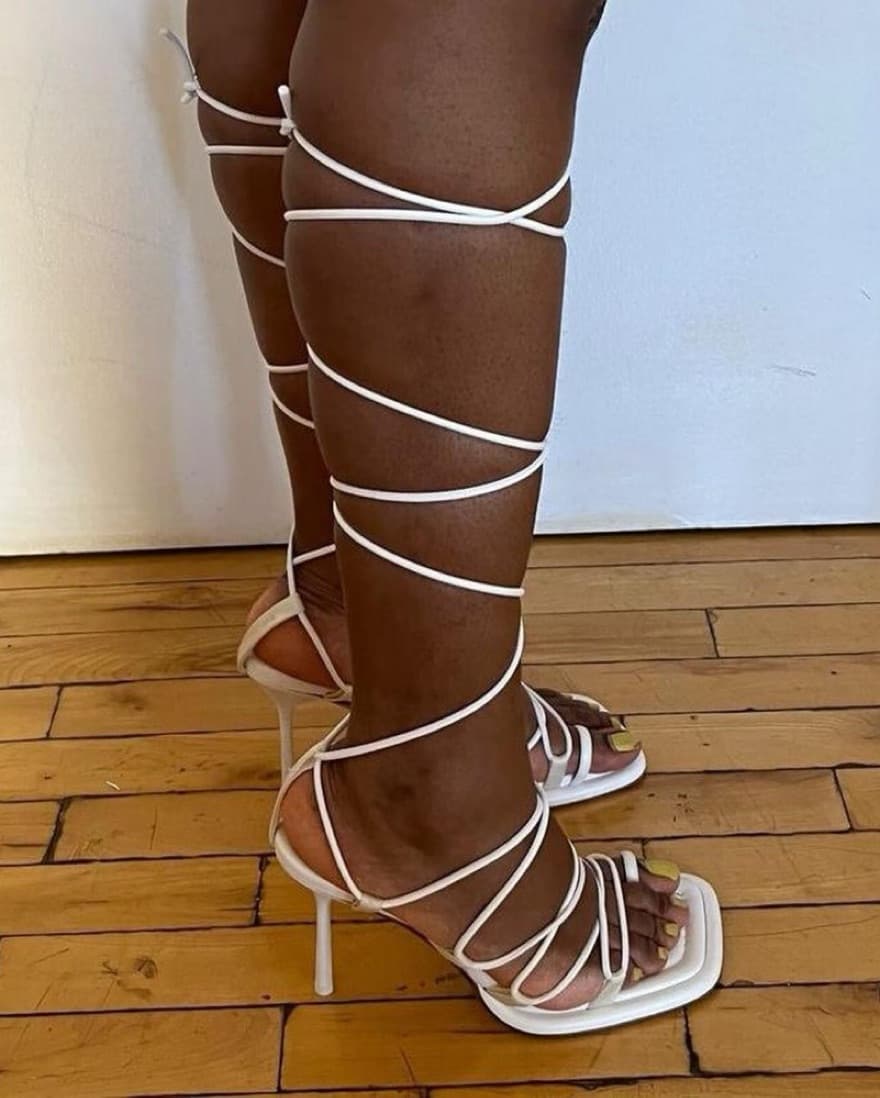 Sportsmax Strap Lace-Up Stiletto Sandals - Image 2