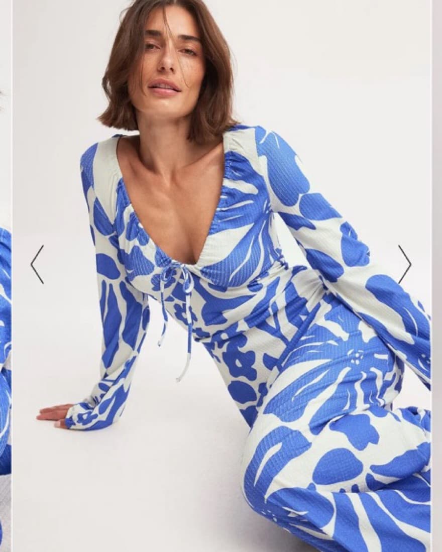 Blue And White Long Sleeve Dress - Image 2
