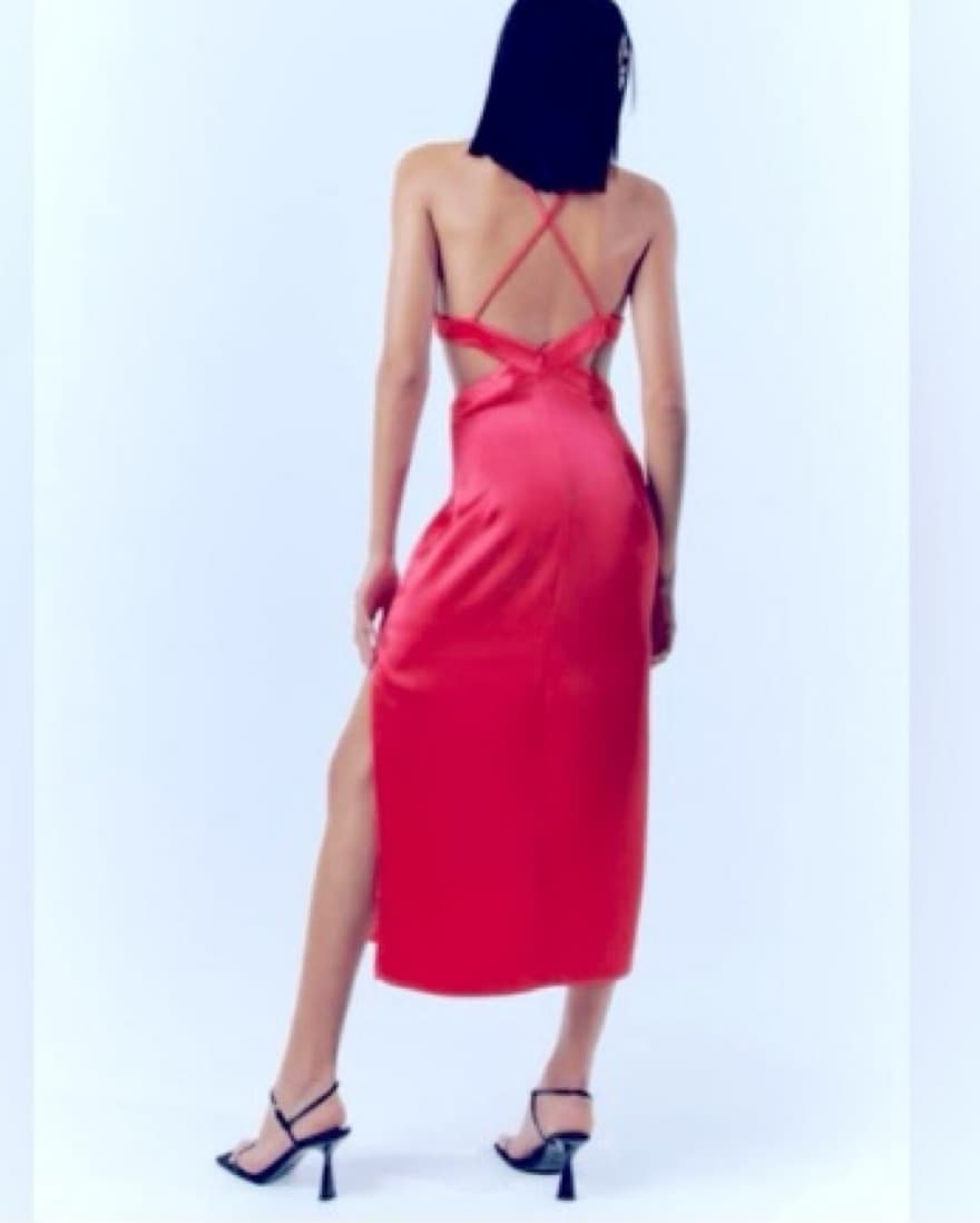 Bright Pink Cutout Midi Dress - Image 2