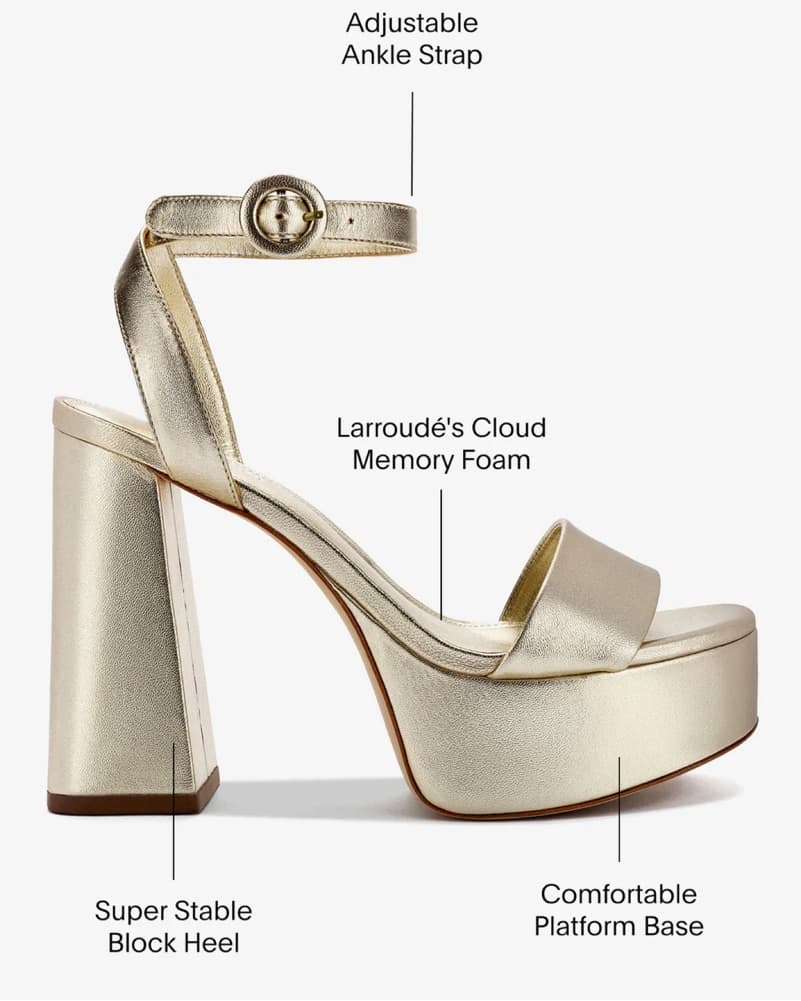 Larroude Gold Leather Dolly Sandal - Image 2