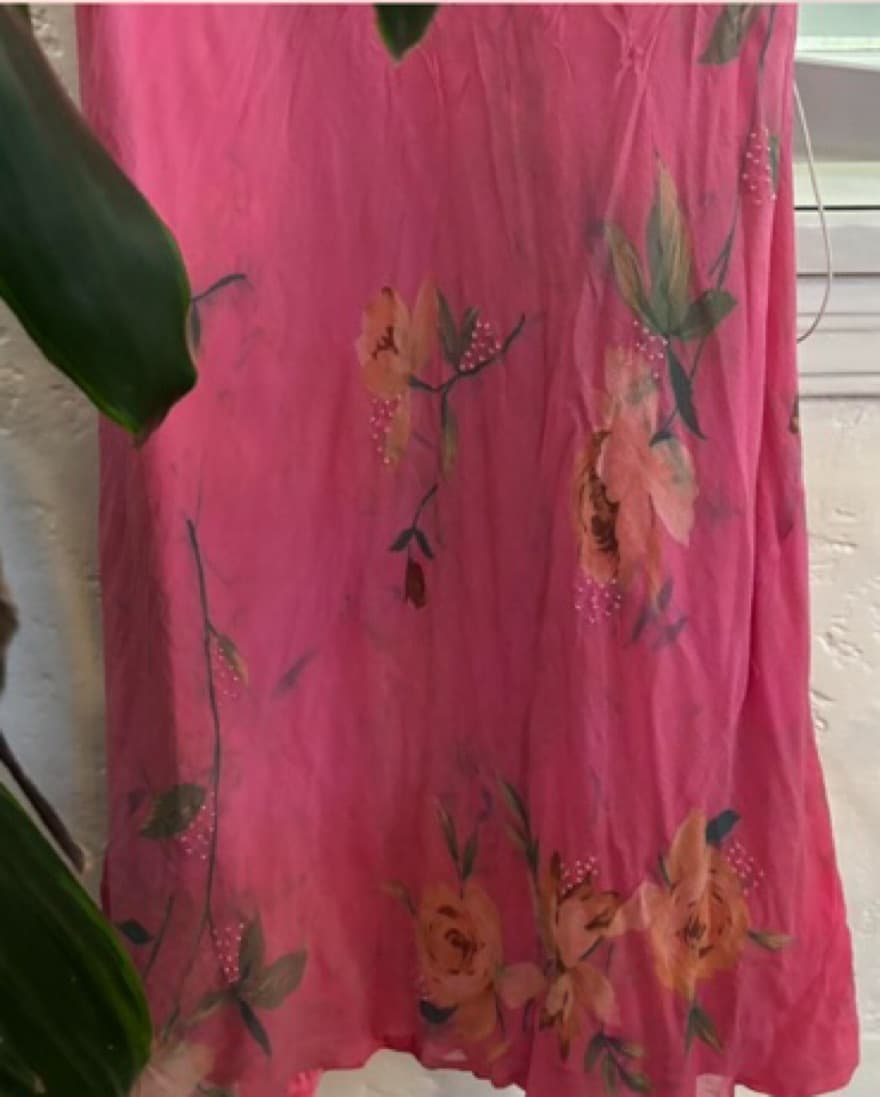 Vintage Floral Silk Dress with Scarf - Image 3