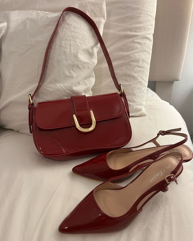 Cherry Red Patent Purse & Heels - Image 1