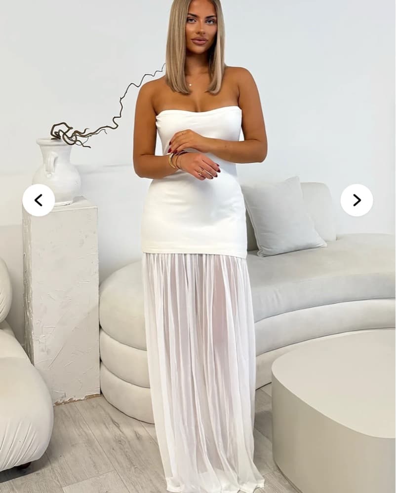White Strapless Drop Waist Maxi Dress - Image 2