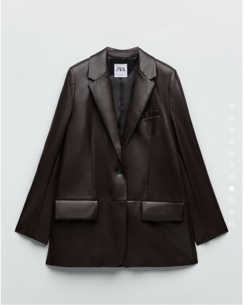 Dark Brown Faux Leather Masculine Blazer - Image 1