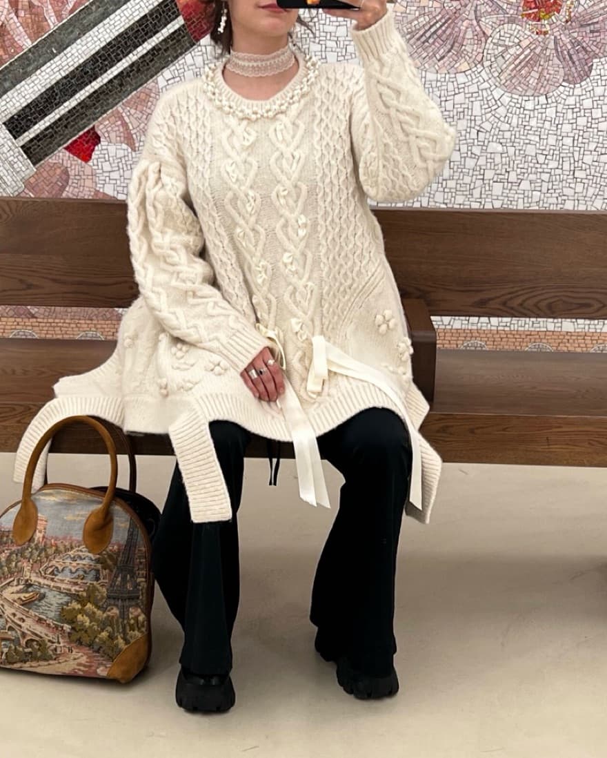 Simone Rocha Ribbon Pearl Sweater  - Image 3