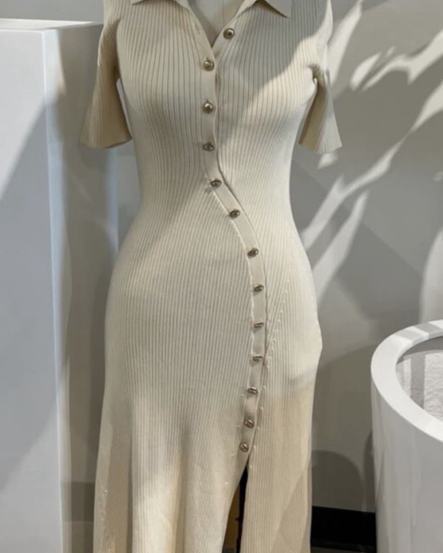 Maje Rimisa Long Knit Dress With Slit - Image 2