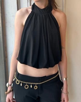 Dana Foley Black Halter Open Back Top - Image 4