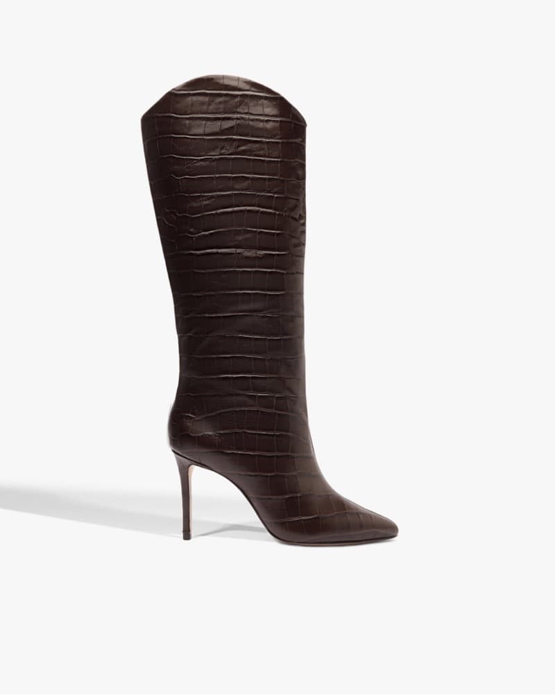 Schutz Croc-Embossed Knee-High Boots - Image 1