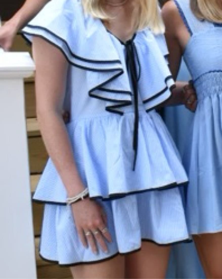 Blue & Black Ruffle Dress - Image 2