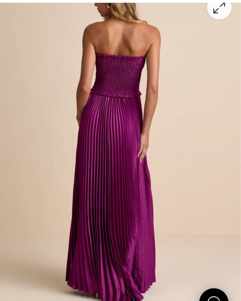 Magenta Pleated Maxi Dress - Image 2