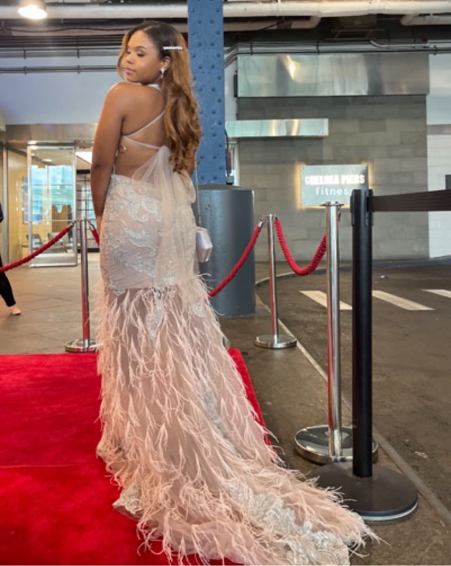 Pink & Silver Jovani Prom Dress - Image 4