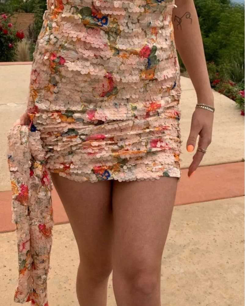 New Floral Sequins mini Dress size Small - Image 4