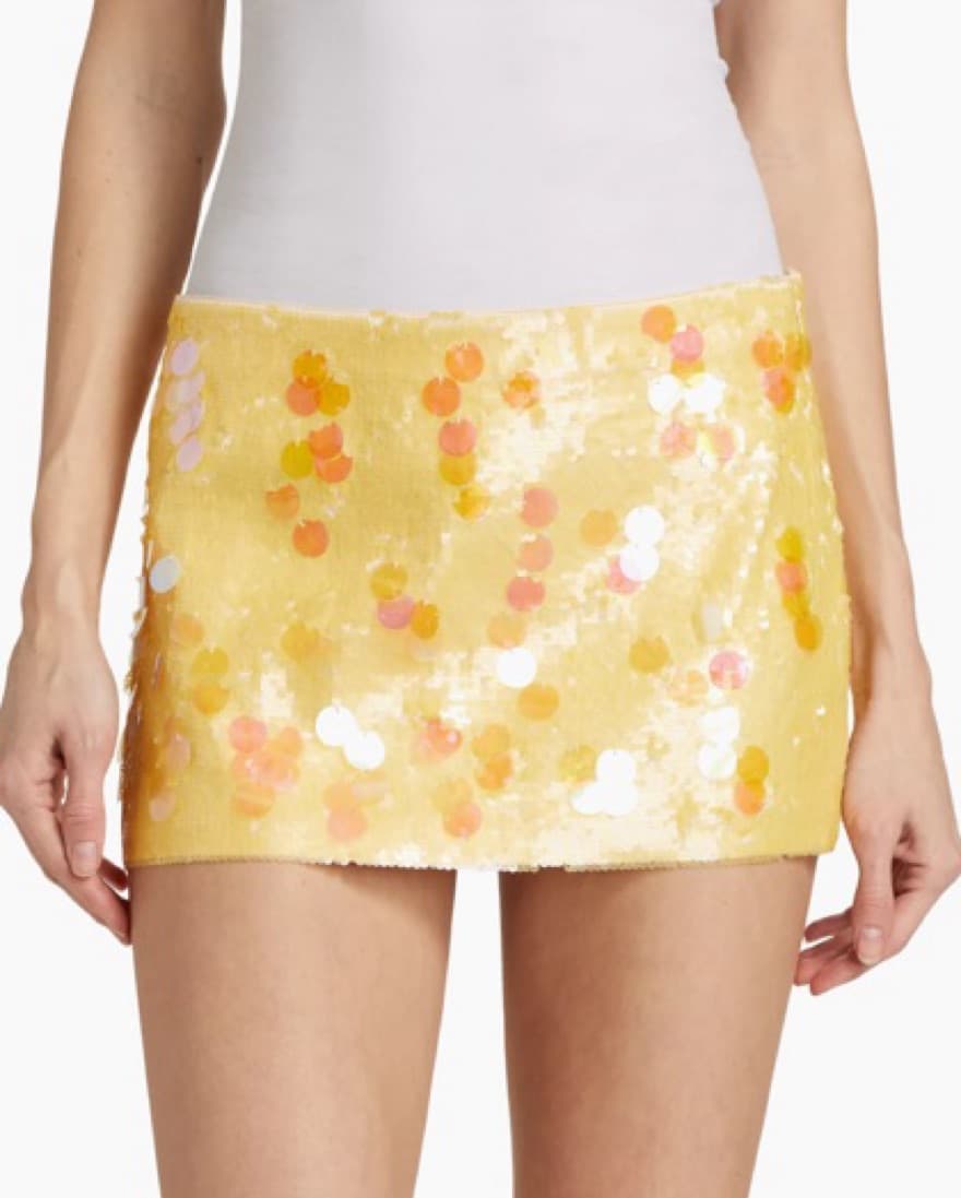 Guzio Mini Palatte Sequin Skirt Yellow - Image 3