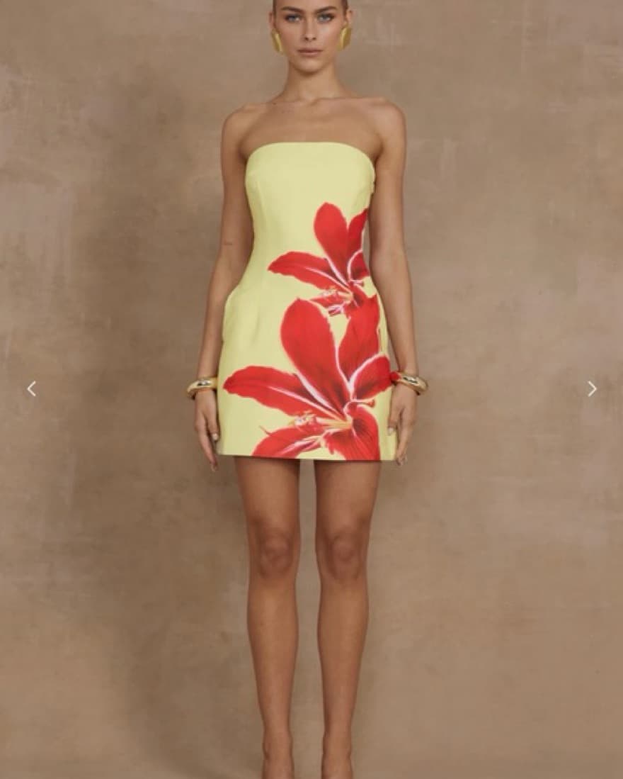 Vibrant Floral Strapless Dress - Image 1