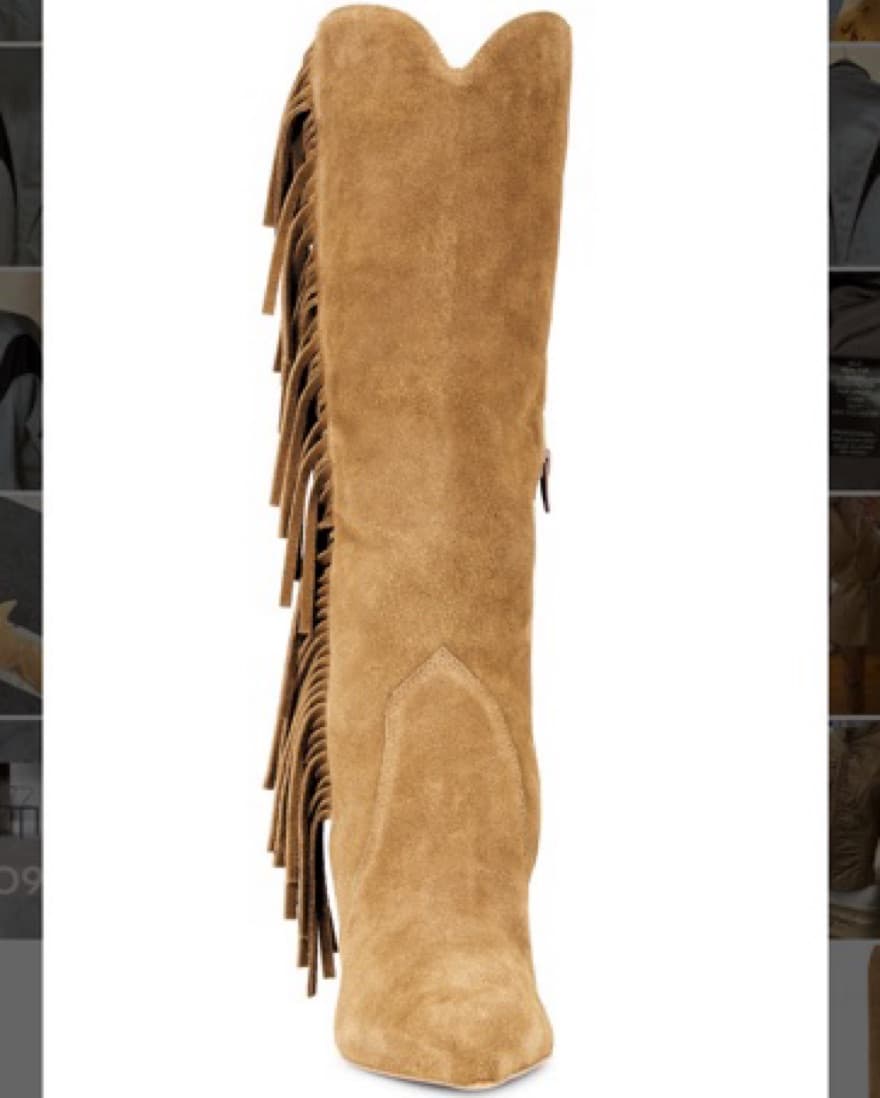 RAYE Brown Suede Fringe Knee High Boots - Image 5