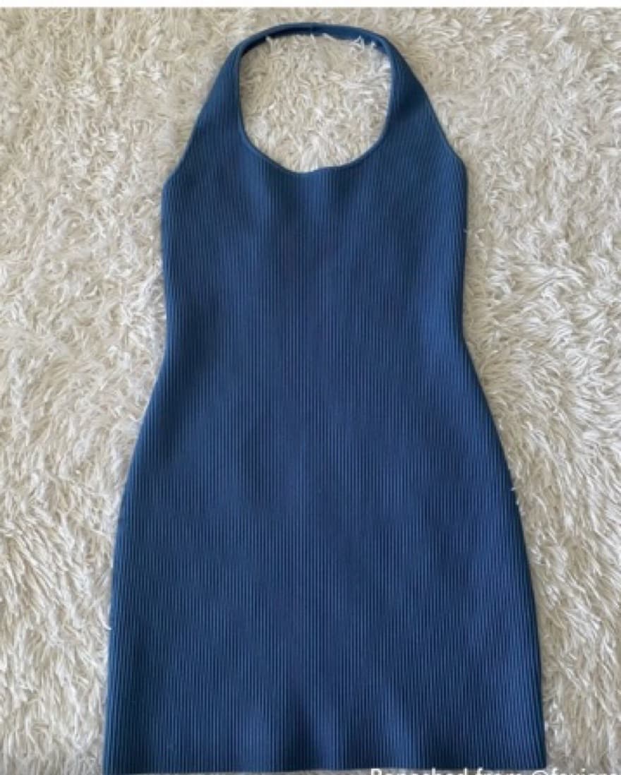 Babaton Blue Sculpt Knit Halter  - Image 2