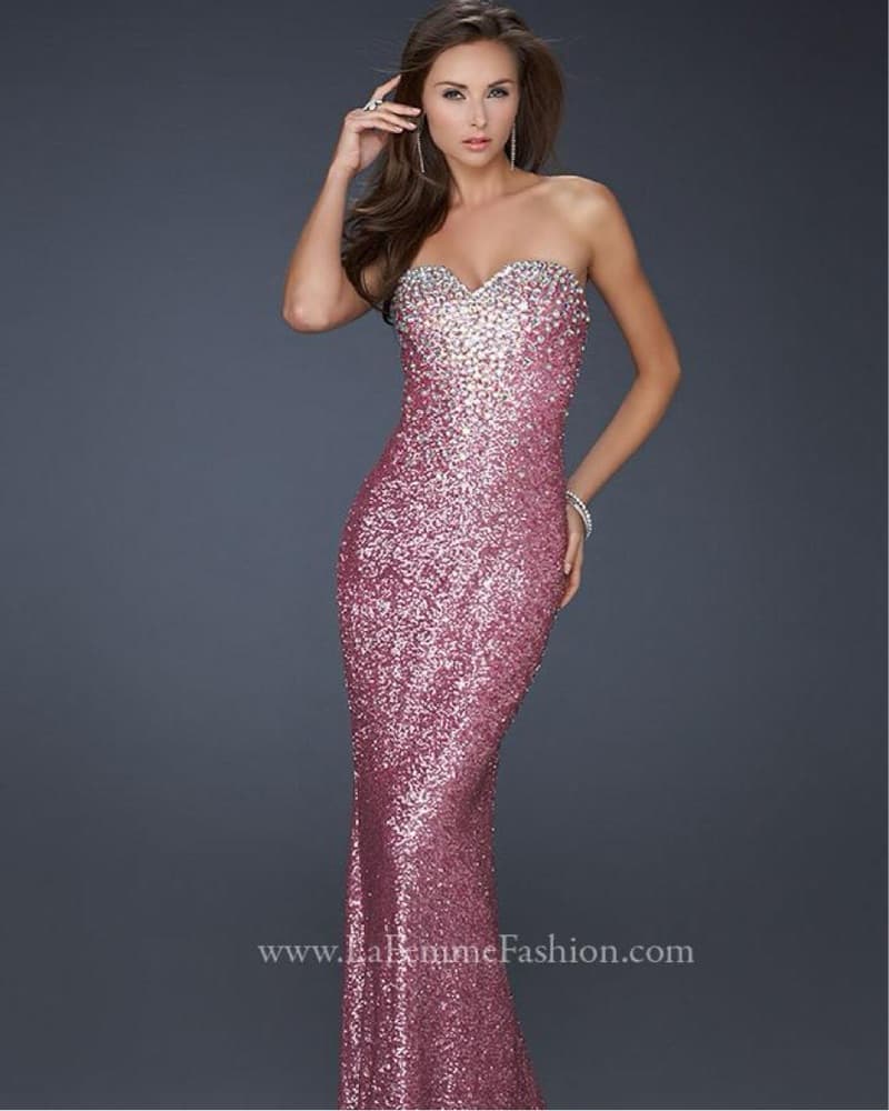 Sparkling Sequin Pink Strapless Gown  - Image 1