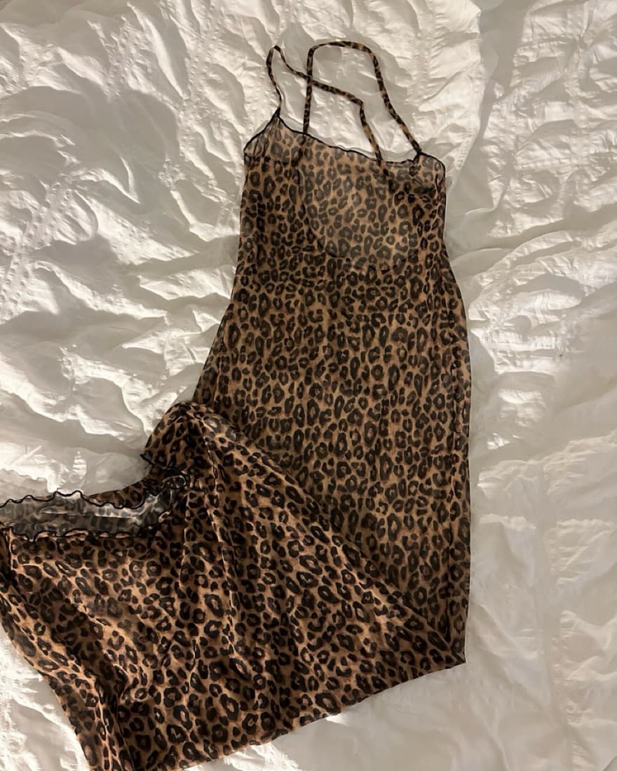 INAMORATA cheetah print mesh dress - Image 2