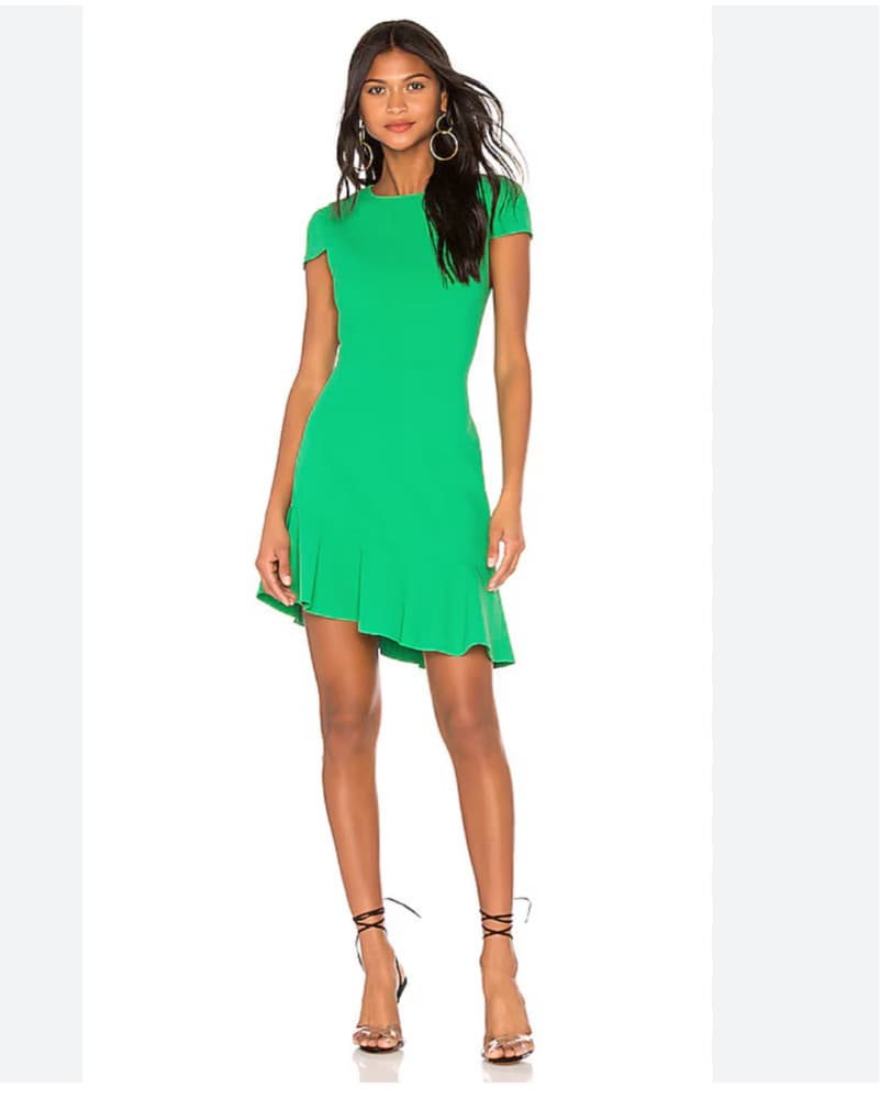 Aice + Olivia Fable Ruffle Dress Green - Image 1