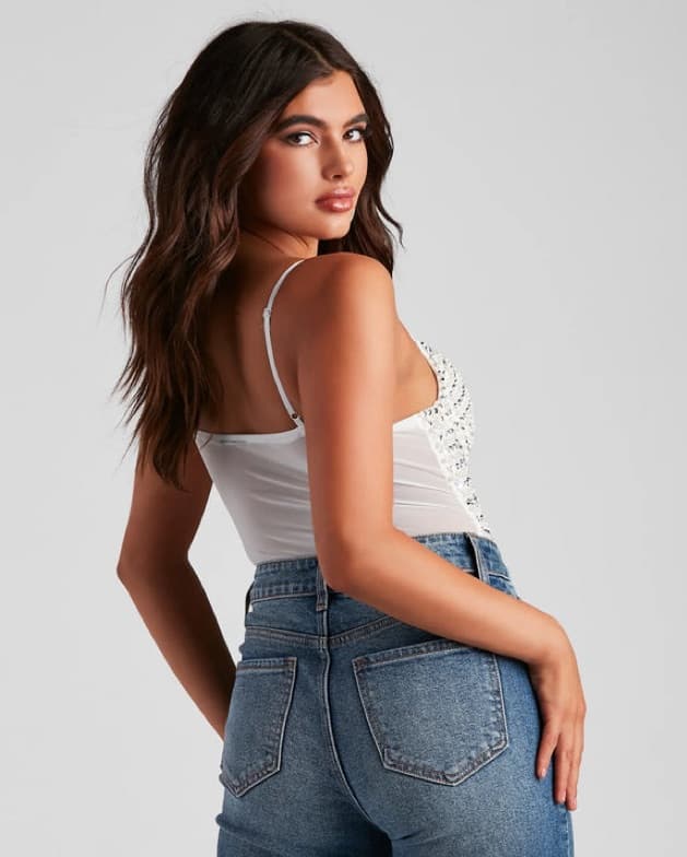 White Beaded Bodysuit - Image 3