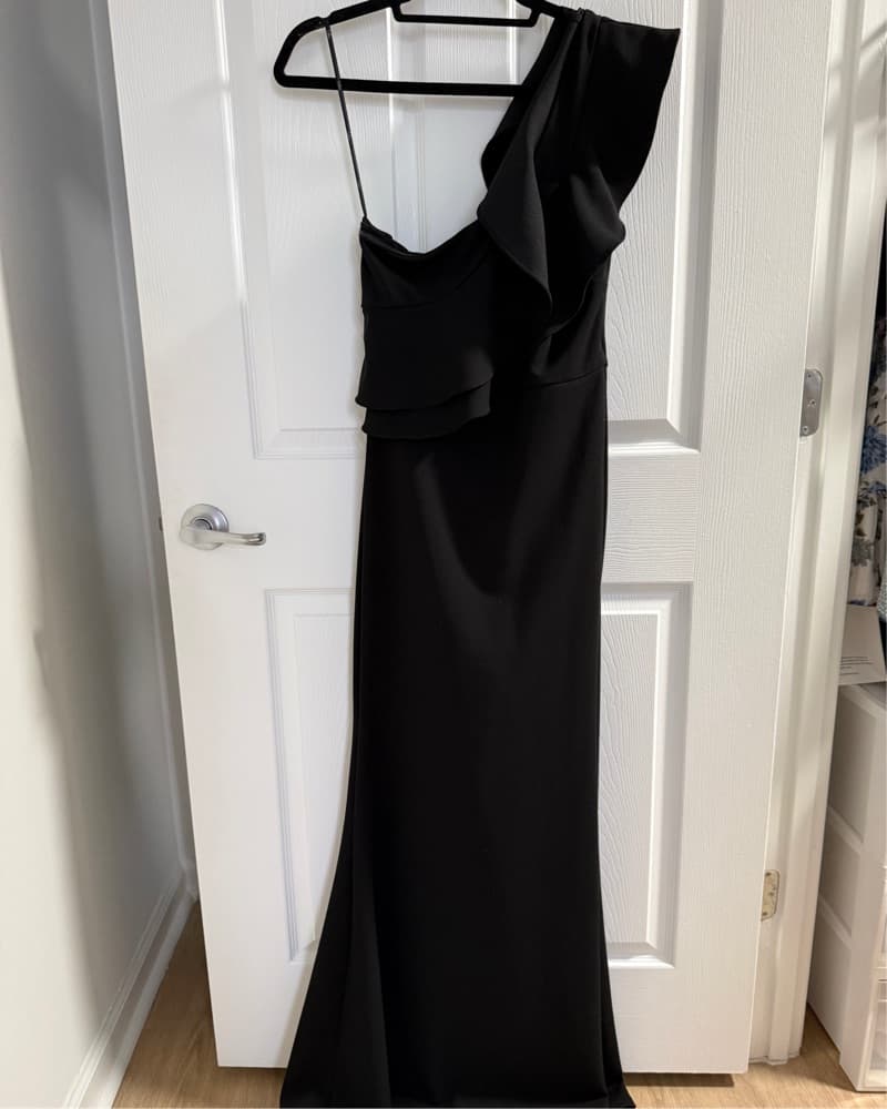 One Shoulder Ruffle Mermaid Maxi Dress - Image 1