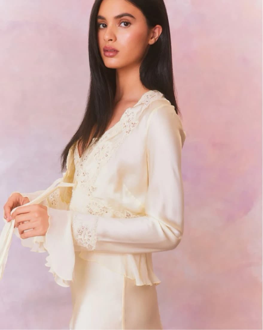 LoveShackFancy Castle Silk Skirt - Image 2