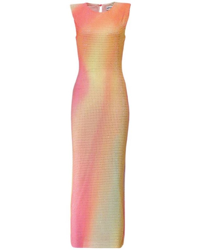 Self-Portrait Rainbow Rhinestone Dress - Image 3