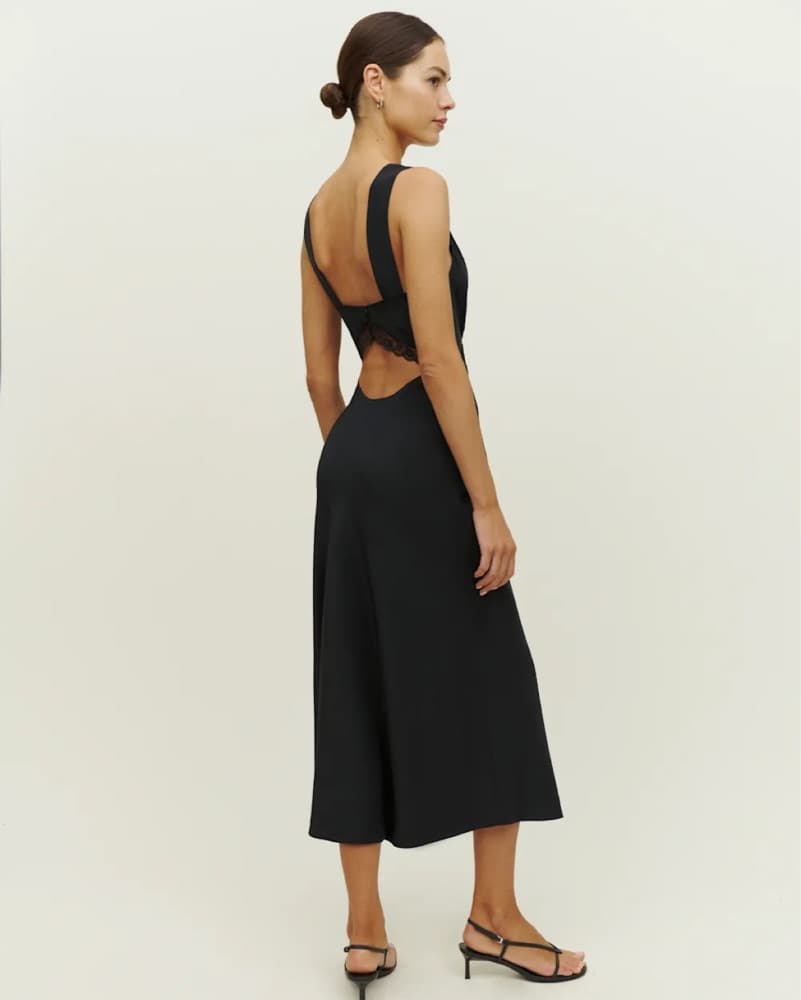 Reformation Black Provence Silk Dress - Image 5