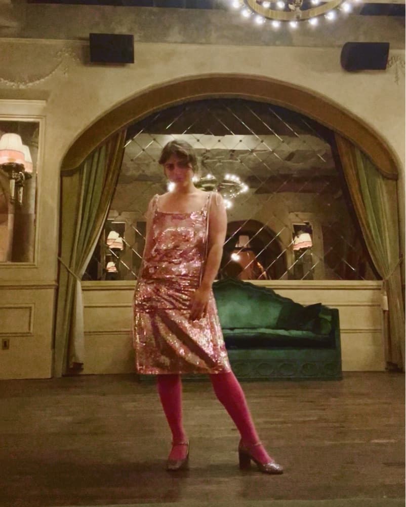 Wiederhoeft Pink Sequin Checkered Dress - Image 1