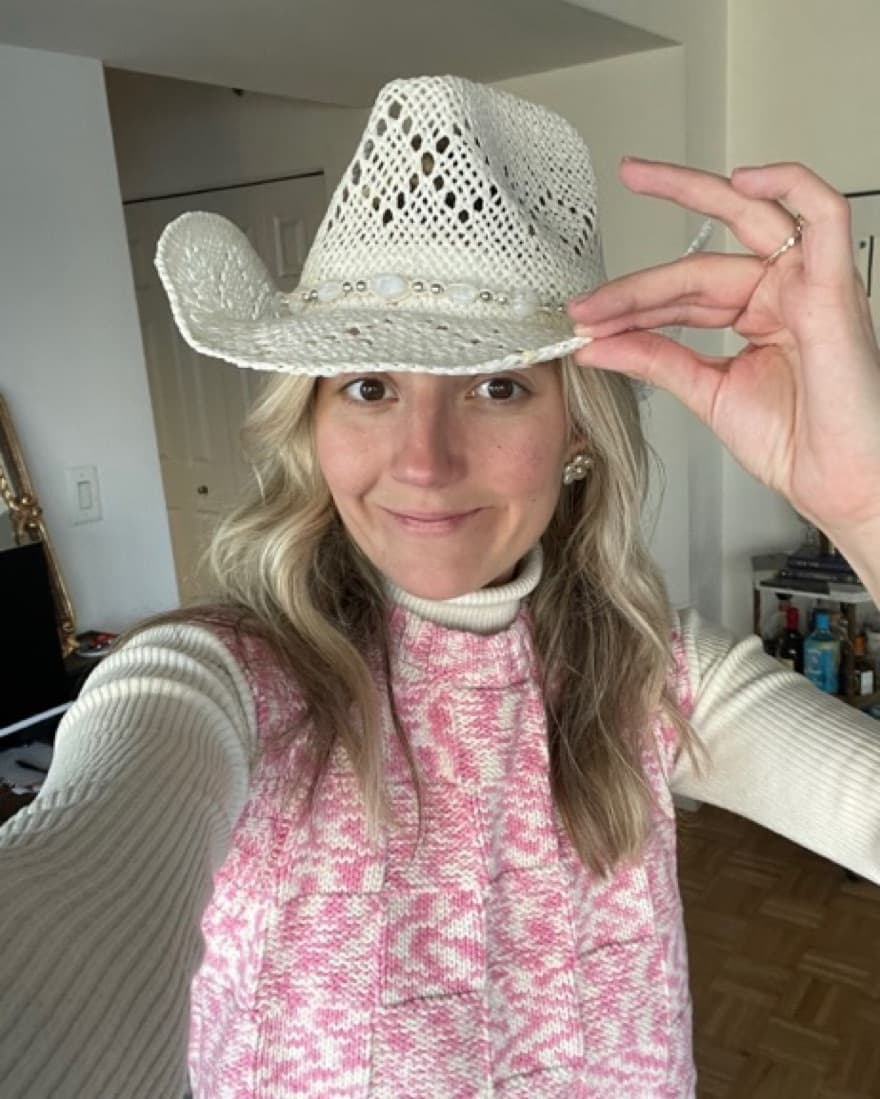 White Woven Cowgirl Hat - Image 2