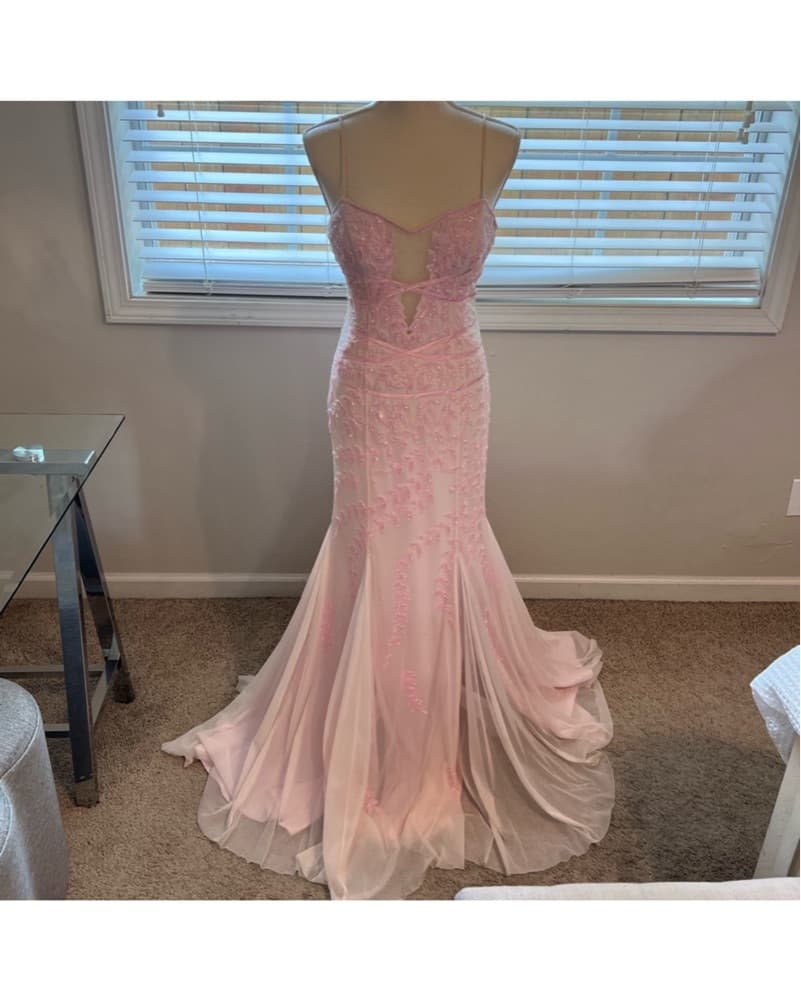 Elegant Pink Sequin Prom Dress - Image 1
