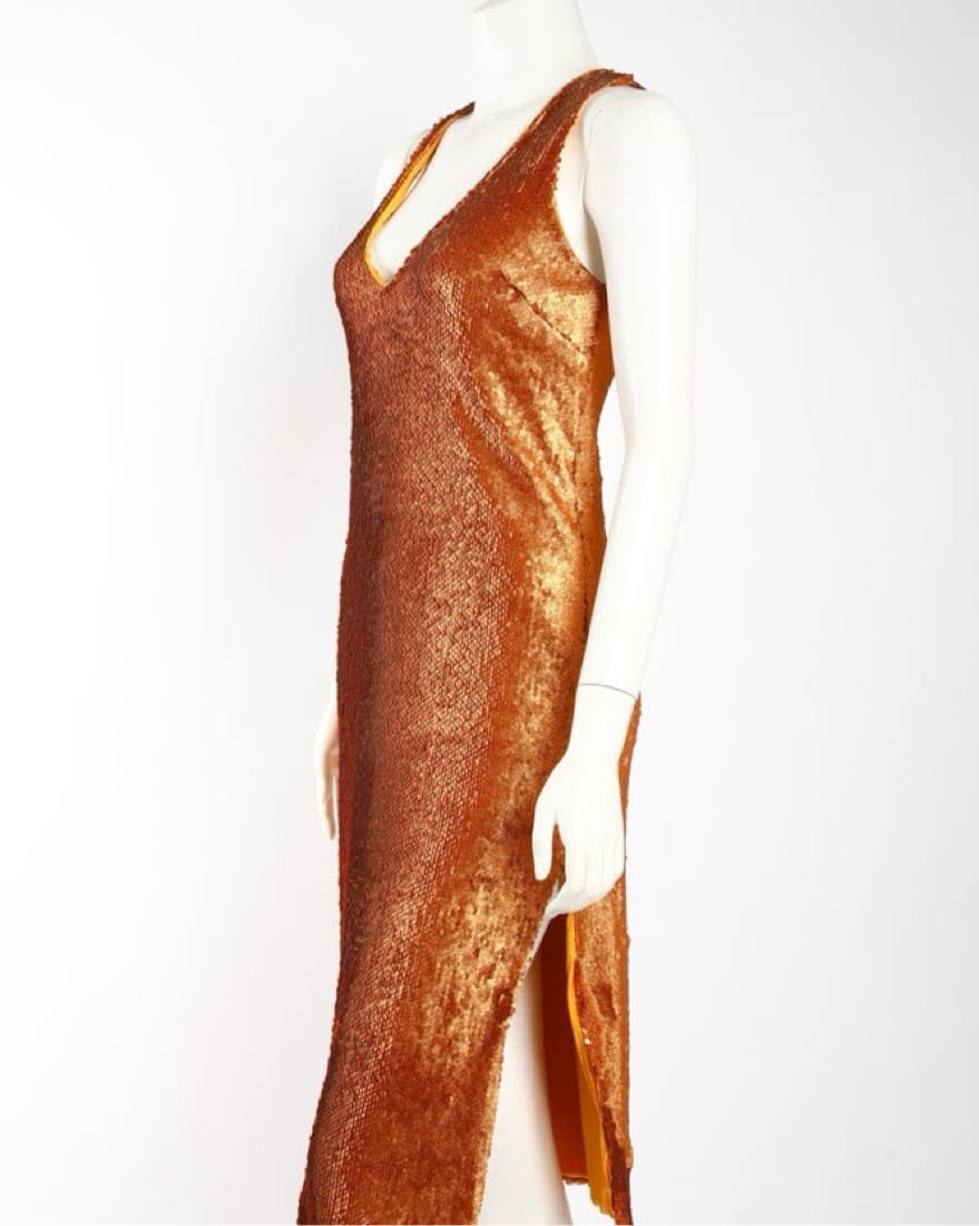 Prabal Gurung Copper Sequin Gown Low Cut - Image 1