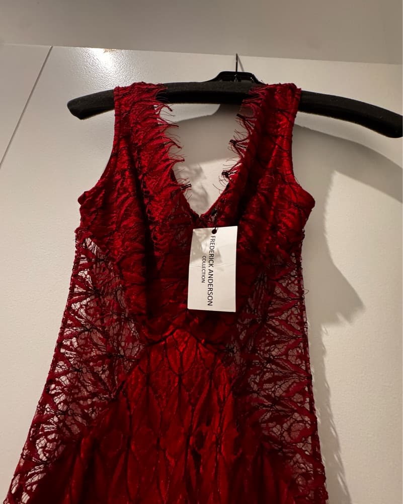 Stunning Lace Maxi Dress in Vibrant Red - Image 3