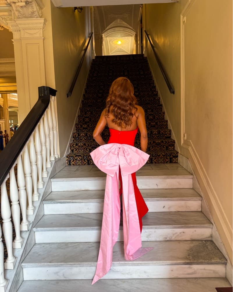 Vera Satin Maxi Dress With Bow - Image 4