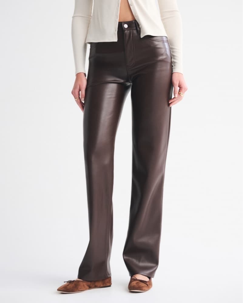 Brown Vegan Leather Pants  - Image 1