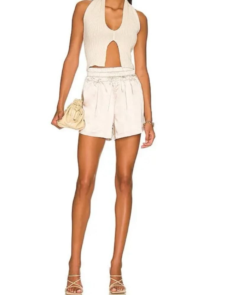 Amy Satin Short in Champagne - Image 3