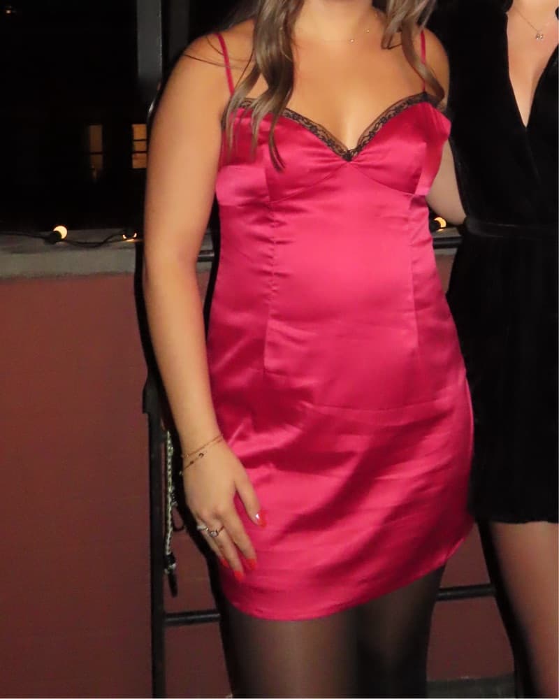 Red Satin Mini Princess Polly Dress - Image 4