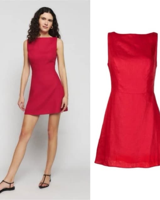 Reformation Zenni Red Linen Mini Dress - Image 1