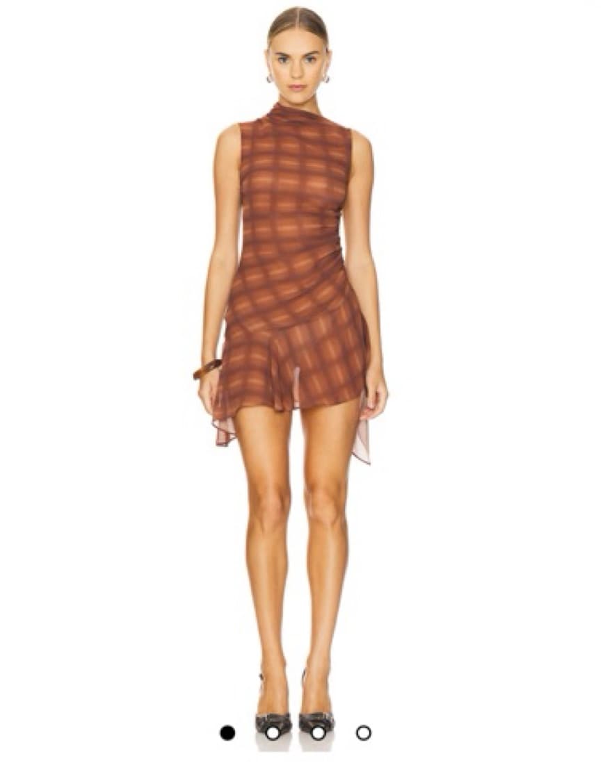 h:ours Amari Mini Dress in Brown Plaid - Image 1